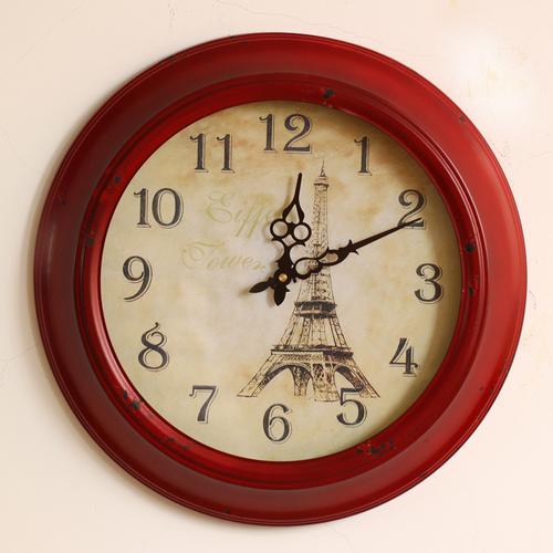 仿复古铁艺静音表客厅钟表挂钟 欧式装饰创意壁钟厂家直销时光.